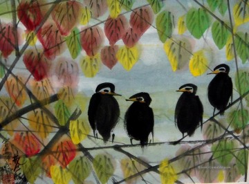 eindruck v Ölbilder verkaufen - Vögel in den Blättern alter China Tinte